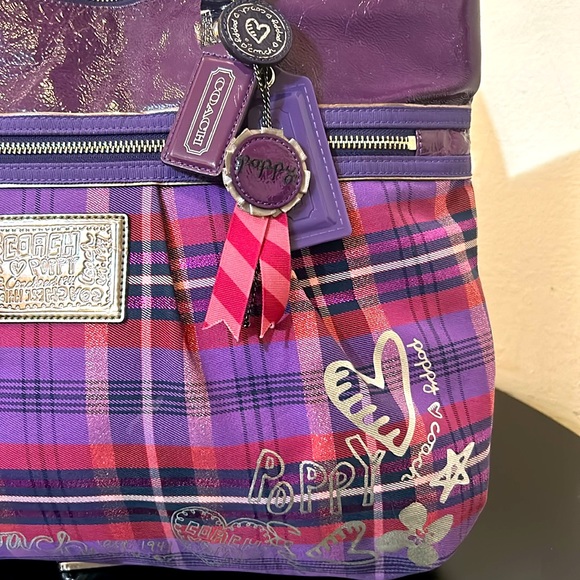 Coach PoppyTartan Glam Glitter Tote 15886 New - Picture 2 of 16
